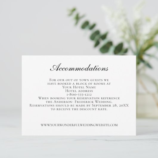 Carte D'accompagnement Mariage Hébergements Code QR Mariage Site Web (Debout devant)