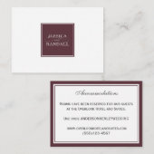 Carte D'accompagnement Mariage Hébergements et détails Information (Devant / Derrière)