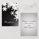 Carte D'accompagnement Mariage hivernal aux flocons noirs (Devant / Derrière)