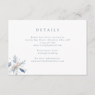 Carte D'accompagnement Mariage hivernal minimaliste du flocon de neige bl