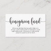 Carte D'accompagnement Mariage Honeymoon Fund et le souhait, Script moder (Devant)