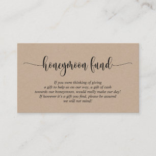 Carte D'accompagnement Mariage Honeymoon Fund et Wish, Rustic Kraft