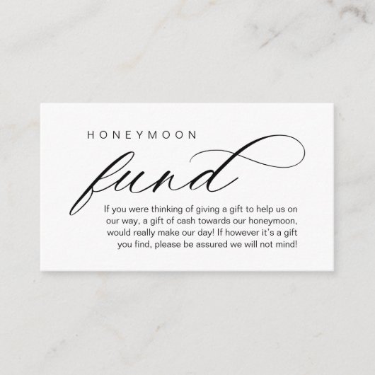 Carte D'accompagnement Mariage Honeymoon Fund, Wish, Modern Classy (Devant)