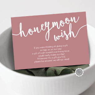 Carte D'accompagnement Mariage Honeymoon Wish Fund, Dusty Rose