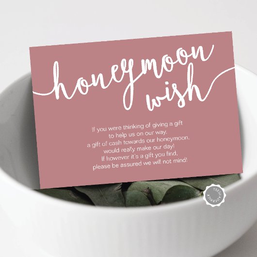 Carte D'accompagnement Mariage Honeymoon Wish Fund, Dusty Rose
