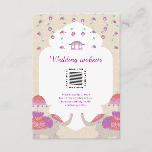 Carte D'accompagnement Mariage indien d'élégance (Devant)