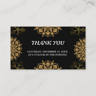 Carte D'accompagnement Mariage indien Inviter Damask Gold Winter Black