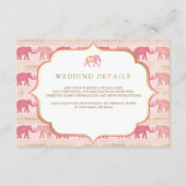 Carte D'accompagnement Mariage indien Pink and Gold Elephant Détails (Devant)