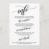 Carte D'accompagnement Mariage Info Simple Noir & Blanc Elaborer Script (Devant)