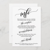 Carte D'accompagnement Mariage Info Simple Noir & Blanc Elaborer Script (Devant / Derrière)