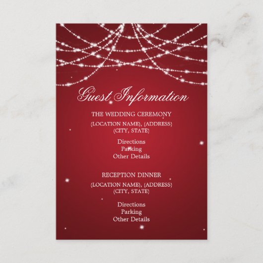 Carte D'accompagnement Mariage Informations Invité Chaîne Étincelante Rou (Devant)