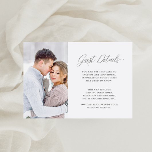 Carte D'accompagnement Mariage invité deux côtés détails avec photo