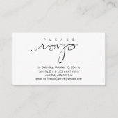 Carte D'accompagnement Mariage invite RSVP via Email ou SMS (Devant)