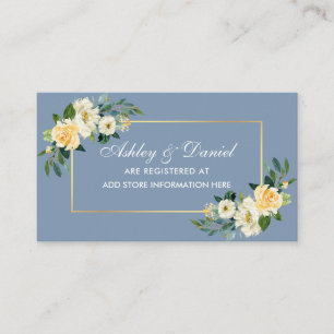 Carte D'accompagnement Mariage jaune blanc floral Dusty bleu