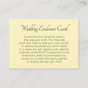 Carte D'accompagnement Mariage Jaune DIY Personnalisé, Simple et Polyvale