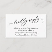 Carte D'accompagnement Mariage Kindly Répondre Online Luxury Script (Devant)