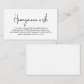 Carte D'accompagnement Mariage Lune de miel souhait, Script manuscrit mod (Devant / Derrière)