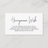 Carte D'accompagnement Mariage Lune de miel souhait, Script manuscrit mod (Devant)