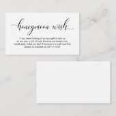 Carte D'accompagnement Mariage Lune de miel souhait, Script moderne éléga (Devant / Derrière)