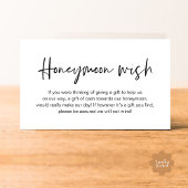 Carte D'accompagnement Mariage Lune de Miel Souhaite, Cadeaux de Mariage 