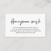 Carte D'accompagnement Mariage Lune de Miel Souhaite, Cadeaux de Mariage  (Devant)