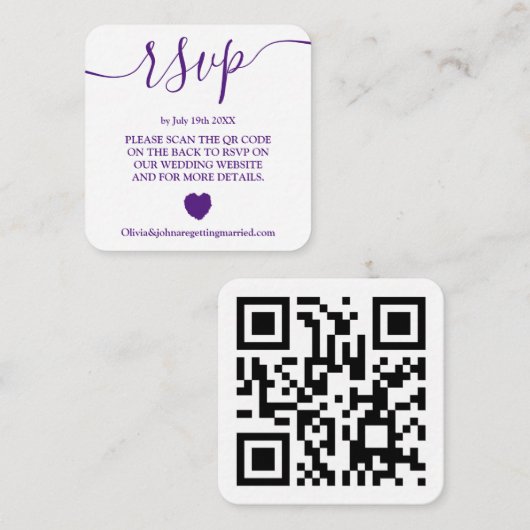 Carte D'accompagnement Mariage Magenta moderne rsvp Qr code Encevoir voit (Devant / Derrière)