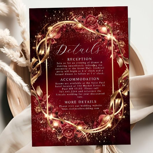 Carte D'accompagnement Mariage magique rouge Golden Accent