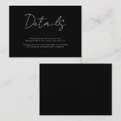 Carte D'accompagnement Mariage manuscrit moderne noir et blanc Détails (Devant / Derrière)