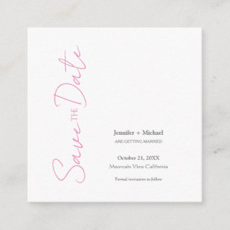 Carte D'accompagnement Mariage mariage Calligraphie minimaliste rose blan