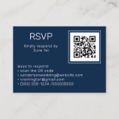 Carte D'accompagnement Mariage Marine Bleu RSVP en ligne QR Code photo (Devant)
