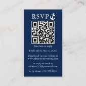 Carte D'accompagnement Mariage Marine Bleue Ancre QR RSVP rayé (Devant)