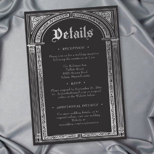 Carte D'accompagnement Mariage Médiéval Argent Noir Gothique