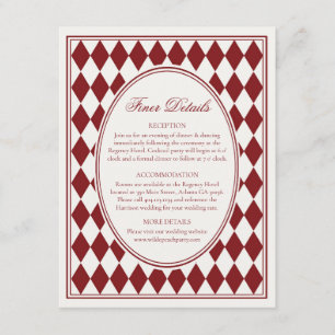 Carte D'accompagnement Mariage Merlot Rouge Harlequin Damier Détails Plus