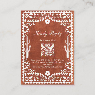 Carte D'accompagnement Mariage mexicain en papier découpé terracotta marr