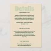 Carte D'accompagnement Mariage minimal Vosvos vert (Devant)