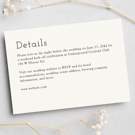 Carte D'accompagnement Mariage minimaliste