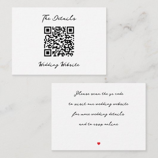 Carte D'accompagnement Mariage minimaliste (Devant / Derrière)