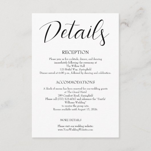 Carte D'accompagnement Mariage Minimaliste (Devant)