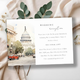 Carte D'accompagnement Mariage minimaliste à l'aquarelle à Washington DC