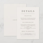 Carte D'accompagnement Mariage Minimaliste Blanc Chaud (Devant / Derrière)