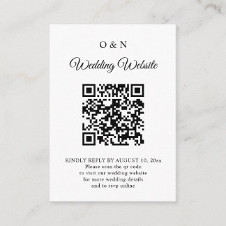 Carte D'accompagnement Mariage Minimaliste Code QR RSVP Noir et Blanc