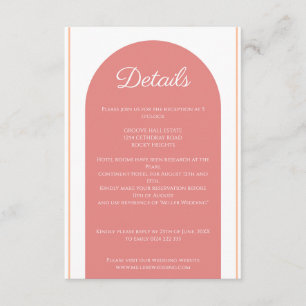 Carte D'accompagnement Mariage minimaliste d'arc rose