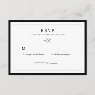 Carte D'accompagnement Mariage minimaliste de la feuille RSVP