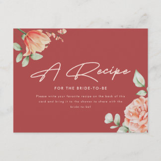 Carte D'accompagnement Mariage minimaliste floral avec recette de mariage