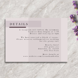 Carte D'accompagnement Mariage minimaliste Lavender Grey Neutre