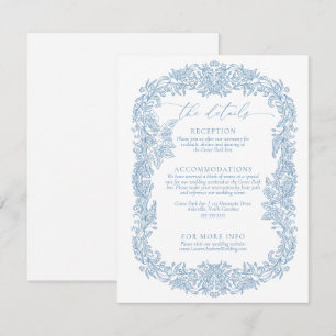 Carte D'accompagnement Mariage minimaliste moderne bleu et blanc poussiér