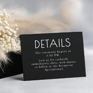 Carte D'accompagnement Mariage minimaliste moderne noir et blanc Détails