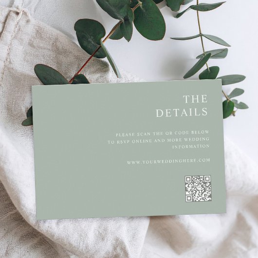 Carte D'accompagnement Mariage minimaliste moderne Sage Green