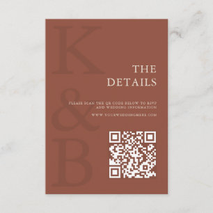 Carte D'accompagnement Mariage minimaliste monogramme en terre cuite mode