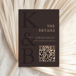 Carte D'accompagnement Mariage Minimaliste Monogramme Marron Moderne